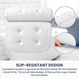 LuxStep Bath Pillow Bathtub Pillow with 6 Non-Slip Suction Cups,14.6x12.6 Inch, Extra Thick and Soft Air Mesh Pillow for Bath - Fits All Bathtub, White