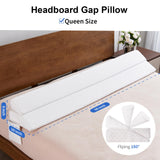 EUHAMS Queen Size Bed Wedge Pillow - Bed Gap Filler Mattress Wedge Headboard Pillow Close The Gap 0-7" Between Your Headboard and Mattress or Wall for Sleeping Backrest Pillow (60"x10"x6" White)