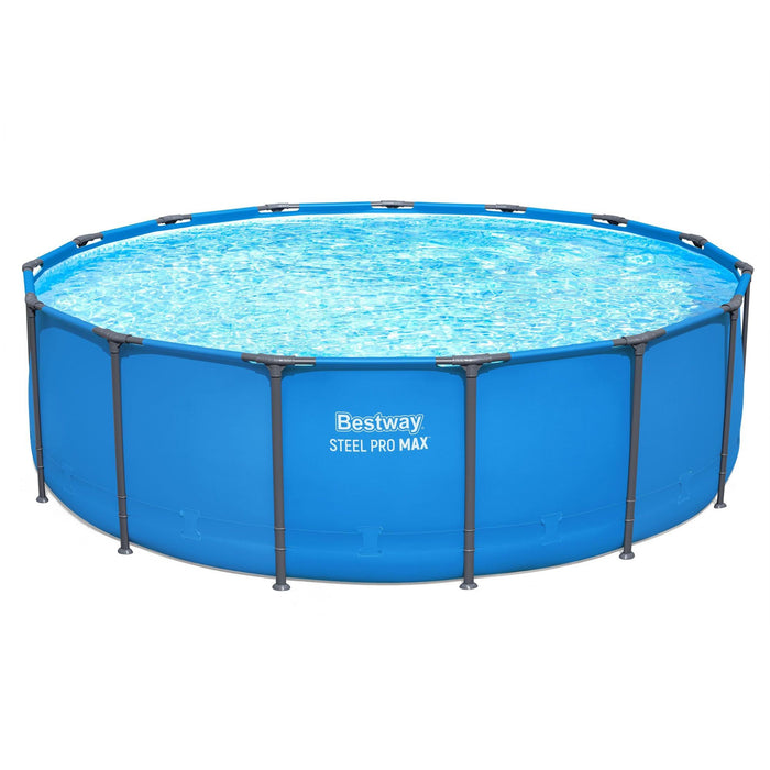 Bestway Steel Pro MAX 15’ x 48" Above Ground Pool, Round Metal Frame Outdoor Swimming Pool for Backyard, Blue, Pool ONLY