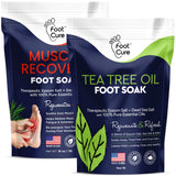 Tea Tree Oil & Muscle Relief Foot Soak with Epsom Salts - All Natural Salts for Post Workout Recovery - Softens Calluses, Soothes Sore & Tired Feet, Foot Odor Scent, Spa Pedicure Made in USA Pack of 2