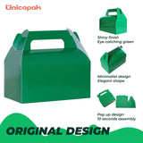 UnicoPak 30 Pack Shiny Green Party Favor Treat Boxes, Gable Goodie Boxes Candy Boxes, Green Gift Boxes for Birthday Party Favors Holiday, St. Patrick's Day, Christmas – 6.5x3.5x3.5 Inches