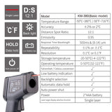 Kaemeasu Digital Infrared Thermometer -58℉-716℉ (-50℃ to 380℃) High Precision Handheld Non-Contact Electronic Thermometer Gun KM-380