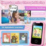 Kids Smart Phone Toys for Girls, Christmas Birthday Gifts for 3-10 Year Old Girl Boy Kids Toys, 2.8" Touchscreen Toddler Learning Cell Toy Phone with Dual Camera, Game, Music Player, 8G SD Card (Pink)