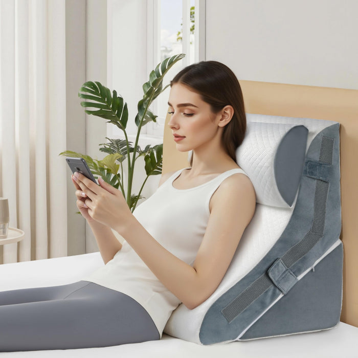 VMFKPNR 3PCS Wedge Pillow for Sleeping, 15-in-1 Orthopedic Bed Wedge Pillow Set Adjustable Memory Foam Wedge Pillow for After Surgery, Acid Reflux, Snoring, Back Pain Relief