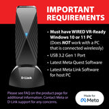 D-Link VR Air Bridge for Meta Quest - Dedicated WiFi 6 Connection Between VR Headset and Gaming PC - Wire-Free/LAG-Free PCVR Gameplay - Official Meta Accessory (DWA-F18)