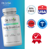Dr Lewis Nutrition Brain Supplements for Memory and Focus with BiAloe - Plant-Based Daily Brain Care Cognitive Supplement and Nootropic Brain Support Supplement - Immunity and Energy - 120 Capsules