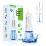 Water Dental Flosser Cordless for Teeth Cleaner,4 Modes 5 Jet Tips Dental Oral Irrigator,Rechargeable IPX7 Waterproof,Portable Teeth Cleaning Pick for Home Trave(White)