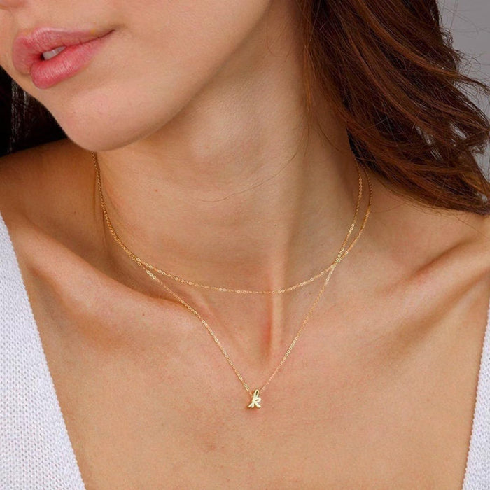 Yoosteel Layered Initial Necklaces for Women Trendy, 14K Gold Plated Letter A Pendant Necklace Tiny Initial Choker Necklace Dainty Gold Layered Initial Necklaces Birthday Gifts for Women Jewelry