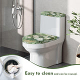 Viewamoon White Roses Toilet Cover Seat Polyester Fabric Toilet Protector Covers Dustproof Elastic Edges 2pcs Seat Covers Toilet Seat Cover Set Universal for Most Toilet Bowl Lids