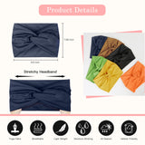 Tobeffect Extra Wide Turban Headbands for Women, 7'' Large Hairbands Boho Colorful Headband Twisted Knot Hair Accessories, 6 Pack