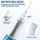 Cordless Water Dental Flosser for Teeth - Portable and Rechargeable Oral Irrigator with 350ML Tank 5 Modes 6 Replaceable Tips- IPX7 Waterproof Powerful Battery Water Dental Picks for Travel Home Use