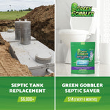 Green Gobbler Septic Tank Treatment Packets, 12 Month Supply - Natural Bacteria to Prevent Costly Septic Issues, Back-Ups, Foul Odor | Pod: Color May Vary