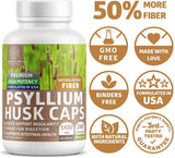 N1N Premium Psyllium Husk Capsules [All Natural,1450 MG] Powerful Soluble Fiber Supplement to Support Regularity and Digestive Health, 240 Caps
