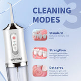 Water-Flosser-Cordless-Teeth-Cleaner MAKJUNS Water Dental Flosser with 3 Modes 4 Jets Rechargeable IPX7 Waterproof Dental Oral Irrigator for Travel Home Braces(Luxury White)