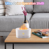 Colorful Flame Air Aroma Diffuser Humidifier, Upgraded 7 Flame Color Noiseless Essential Oil Diffuser for Home,Office,Yoga with Auto-Off Protection 180ml (8Hours White)