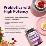 Doctor's Recipes Women's Probiotics, 50 Billion CFU 16 Strains, with Organic Prebiotics Cranberry, Shelf Stable, Delayed Release, 120 Capsules (Pack of 2), 60 Day Supply
