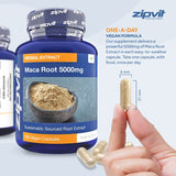 Maca Root Capsules 5000mg, Black Maca and Yellow Maca Combination High Strength Maca Root Powder Extract. 180 Vegan Capsules, 6 Months Supply. Vegetarian Society Approved.