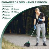 Heavy Duty Broom Outdoor Indoor Commercial Broom with 50 inches Long Handle,Perfect for Home Courtyard Garage Kitchen Office Lobby Room Floor(Black)