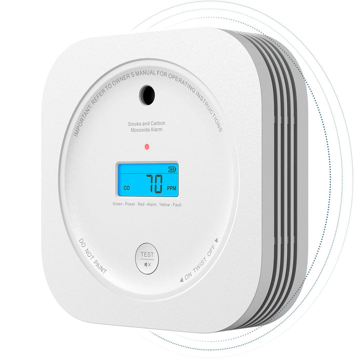 AEGISLINK Interlinked Smoke Carbon Monoxide Detector Combo, Smoke and CO Detector Battery Powered, Wireless Interconnected Smoke and CO Alarm, Digital Display, SC-RF200, 1-Pack