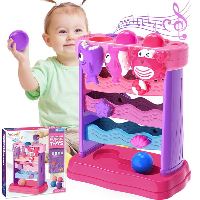 YEGEER Toys for 1 2 Years Old, Interactive Feeding Toy with Music, Montessori Toys for Girl, Musical Cause and Effect Game for 12-18 Months, Christmas Birthday Gifts for Baby Toddlers Age 1-2
