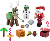 Mattel Minecraft Advent Calendar, 3.25-in Scale Action Figures including Santa, 17 Accessories & 4 Stickers, Pixelated Design