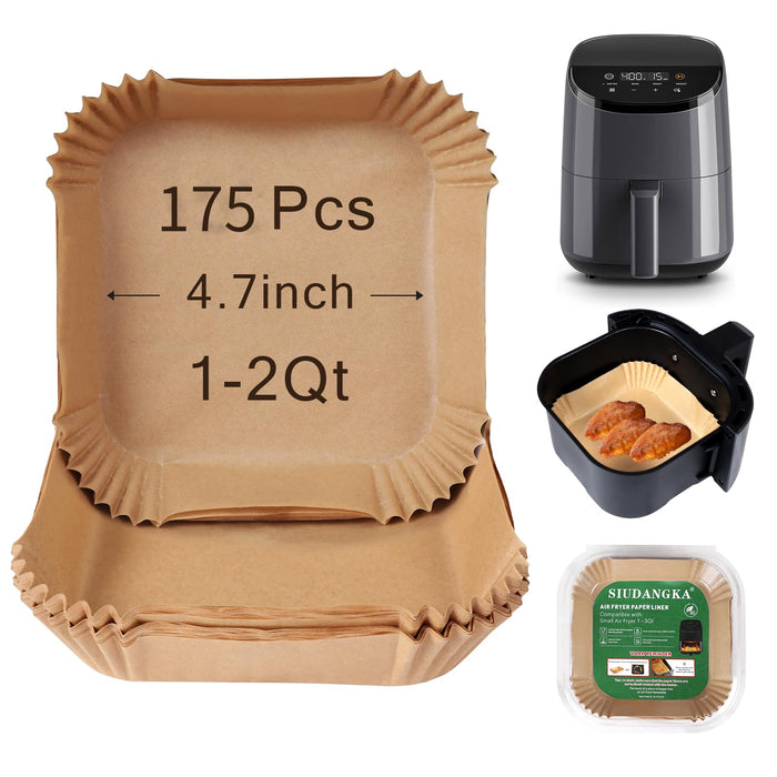 Small Air Fryer Liners Disposable Compatible with COSORI Air Fryer 2.1 Qt, 175 PCS Unbleached Parchment Paper 1-2 qt Small Air Fryer Liners Disposable for COSORI Accessories Non-Stick Baking Paper