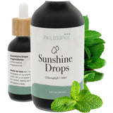 Philosophie Liquid Chlorophyll Sunshine Drops with Mint Essential Oil - Organic Chlorophyll Drops for Water - Internal Deodorant, Detox & Energy Boost - All Natural Chlorophyll, Vegan, Non-GMO, 2oz.