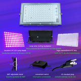 Glostars 100W LED UV Black Light, Powerful UV Spotlight, IP66, 395nm UV Lamp for Christmas, Halloween Glow Party(2 Packs)