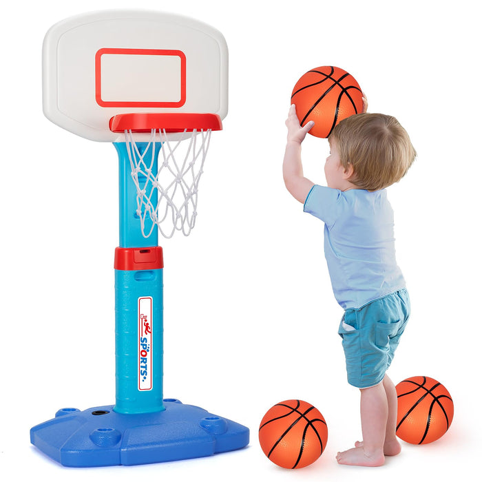 Basketball Hoop Indoor Outdoor Toys for Toddlers 1-3, Kids Basketball Hoop with 3 Balls, Adjustable Mini Basketball Goal, Christmas Birthday Sports Toys Gift for Baby Boys Girls Age 1 and Up