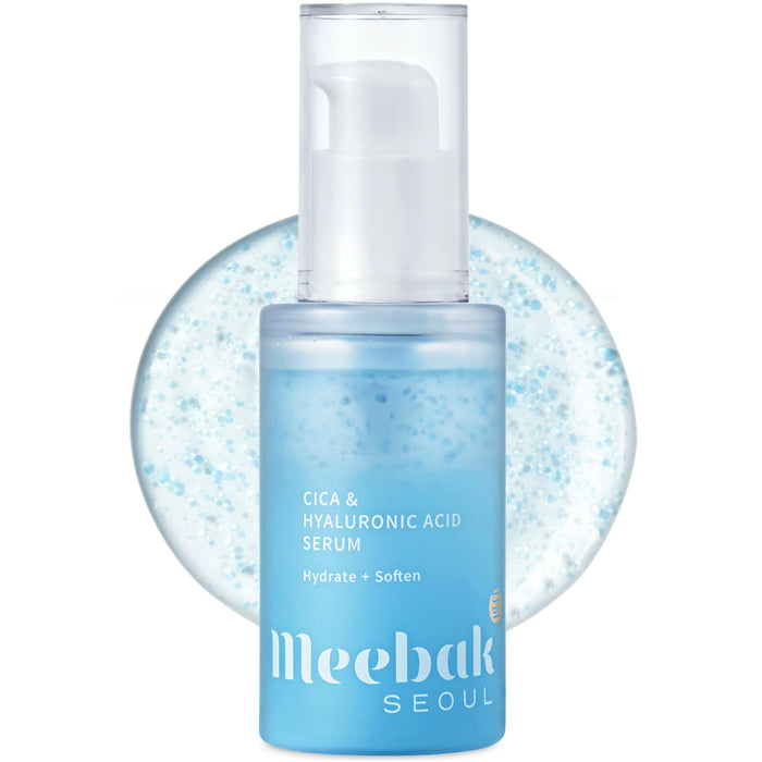 Meebak Korean Hyaluronic Acid Serum for Face with Vitamin C, CICA, Women, Anti Aging, Glow, Hydrating, 1.01 fl oz