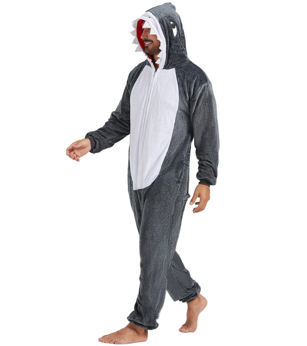 QUCH Adult Onesie Costume-Unisex Animal Onesies for Adults Halloween Costume, Halloween Onesie Adult Onesie Pajamas for Women Shark XL