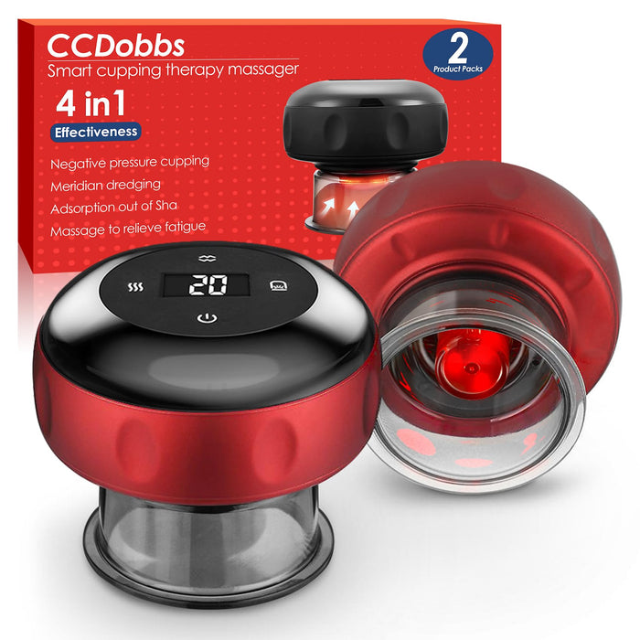CCDobbs 2 PCS Smart Cupping Therapy Massager Set,4 in 1 Electric Cupping Massager Device,Smart Cupper Relieves Muscle Soreness,Improves Blood Circulation and Speeds Up Recovery After Exercise
