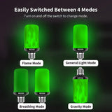 Morsatie 【Upgraded Flame】 LED Flame Light Bulbs, 4-Mode Flickering Light Bulbs with Upside Down Effect, E26 Fire Light Bulb for Halloween Christmas Party Porch Patio Indoor Outdoor Decoration, Green