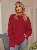 LILLUSORY Women's Christmas Holiday Red Oversized Sweaters Dress 2024 Trendy Casual Fuzzy Knit Chunky Warm Tops Ruby Red