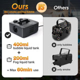 blessny 2-in-1 Fog Bubble Machine, Smoke Bubble Maker for Stage Halloween Christmas Birthday Party Wedding, 8000+ Fog Filled Bubble Per Minute, 250W (Black)