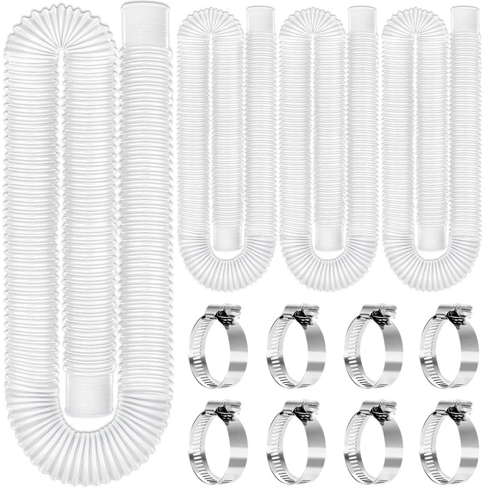 Btanadi Replacement 1.25"×59" Pool Hoses for Above Ground Pools, Above Ground Pool Hoses for Filter Pumps, 4 Pack with 8 Metal Clamps (White)