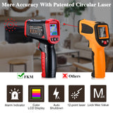 Infrared Thermometer - FKM Digital Temperature Gun with Patented Circular Laser, Non Contact Laser Thermometer Gun for Cooking/Ovens/Home Repairs, -58℉~1022℉ (-50℃-550℃), Not for Use on Humans…