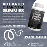 Abvite Plant-Based Activated Charcoal Gummies, Gas and Bloating Relief, Organic Charcoal. Anti-Bloating, Detox Supplement for Men and Women and Kids. 30-Day Supply.