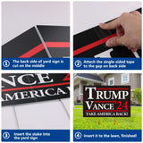 Probsin Trump Vance 2024 Yard Sign Double Sided 16" x 24" Trump Vance'24 Take America Back MAGA Signs Voted for Trump Vance Outdoor Decorations for Lawn, Garden, Window, Party Supplies (Black)