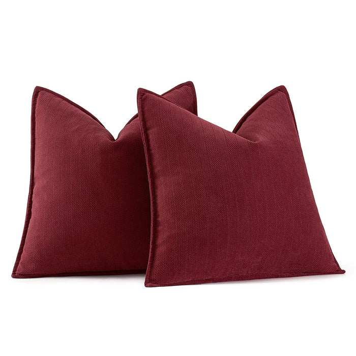 MIULEE Pack of 2 Christmas Burgundy Decorative Pillow Covers 20x20 Inch Soft Chenille Couch Throw Pillows Farmhouse Cushion Covers with Elegant Design for Sofa Bedroom Living Room Home Decor