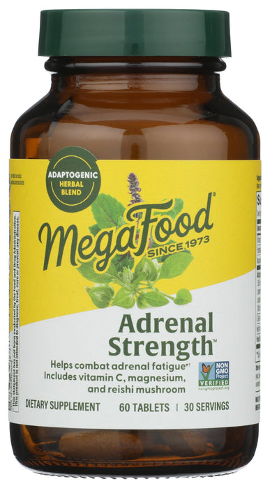 MegaFood Adrenal Strength - Adrenal Support Supplements with Ashwagandha and Magnesium Glycinate, Vitamin C, Holy Basil, Astragalus, Reduces Cortisol Levels - Vegetarian - 60 Tablets (30 Servings)