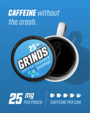 Grinds Coffee Pouches | 3 Can Sampler | Wintergreen, Spearmint, Vanilla | 1 Pouch eq. 1/4 Cup of Coffee (3 Can Sampler Pack)