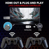 Wireless Retro Game Console Stick Built-in 20000+ Classic Games, 4K HDMI Output Nostalgia Plug & Play Retro Video Gaming Stick with 15 Emulators and Dual 2.4G Wireless Controller（64GB Memory Card）