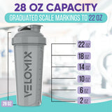 VELOMIX -4 PACK- 28 oz Protein Shaker Bottle for Protein Mixes - 4x Wire Whisk | Leak Proof Shaker Cups for Protein Shakes | Protein Shaker Bottle Pack | Protein Shake Cup