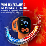 VEVOR Infrared Thermometer, -40°F~2732°F Dual Laser Temperature Gun Non-Contact, Handheld IR Heat Temperature Gun & Adjustable Emissivity for Metal Smelting/Cooking/Pizza Oven/Engine (Not for Human)