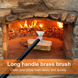 NUTUNI Pizza Oven Brush with Scraper, Brass Bristles Grill Brush with 33 or 47 Inch Long Handle, Pizza Oven Accessories