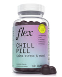 FLEX Chill Pill - Stress Relief - Balance - Helps to Relax - Ashwagandha - L-Theanine - GABA - Chamomile - Lemon Balm - Berry Flavor - Vegan-Friendly - Gluten-Free - 60 Gummies (Chill Pill)