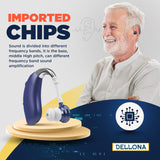 Dellona Next-level Hearing Aids For Seniors Severe Hearing Loss - Hearing Aids Rechargeable W/ Type-c - Comfort Design BTE Hearing Aids - Otc Hearing Aids For Seniors Rechargeable With Noise Cancelling - (Pair) Hearing Amplifiers For Seniors - (Blue)
