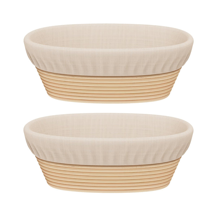 Sondiko Oval Sourdough Proofing Basket 2 Pack, Handmade Sourdough Bread Baking Supplies, Banneton Bread Proofing Basket with Proofing Cloth Liner for Sourdough Bread, Baking