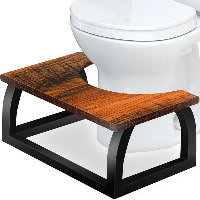 OugeWood Toilet Stool Poop Stool, Load Bearing 660LB Bathroom Toilet Stool Squat Adult 7" Wooden Metal Squatting Poop Stool Portable Potty Stool Toilet Assistance Steps Stool for Kids Seniors Patented